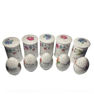 Porcelaine De Paris France Spice Set - 5 Jars, 5 Egg Shaped Shakers